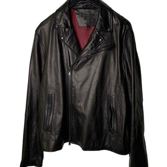 John Varvatos Other - John Varvatos Star USA black leather jacket moto asymmetrical biker 100% lambski